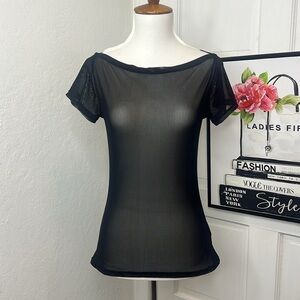 Anne Fontaine Rhea Black Mesh Tee Size 38/4-6US